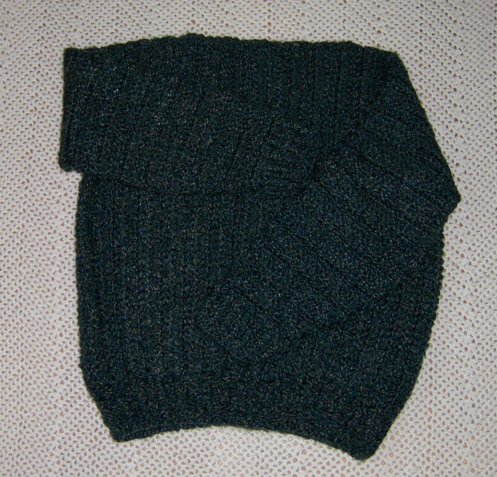 A boat neck pullover crocheted in Lion Brand Homespun