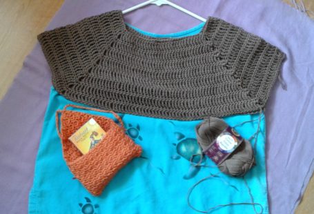 partially completed top-down crochet top
